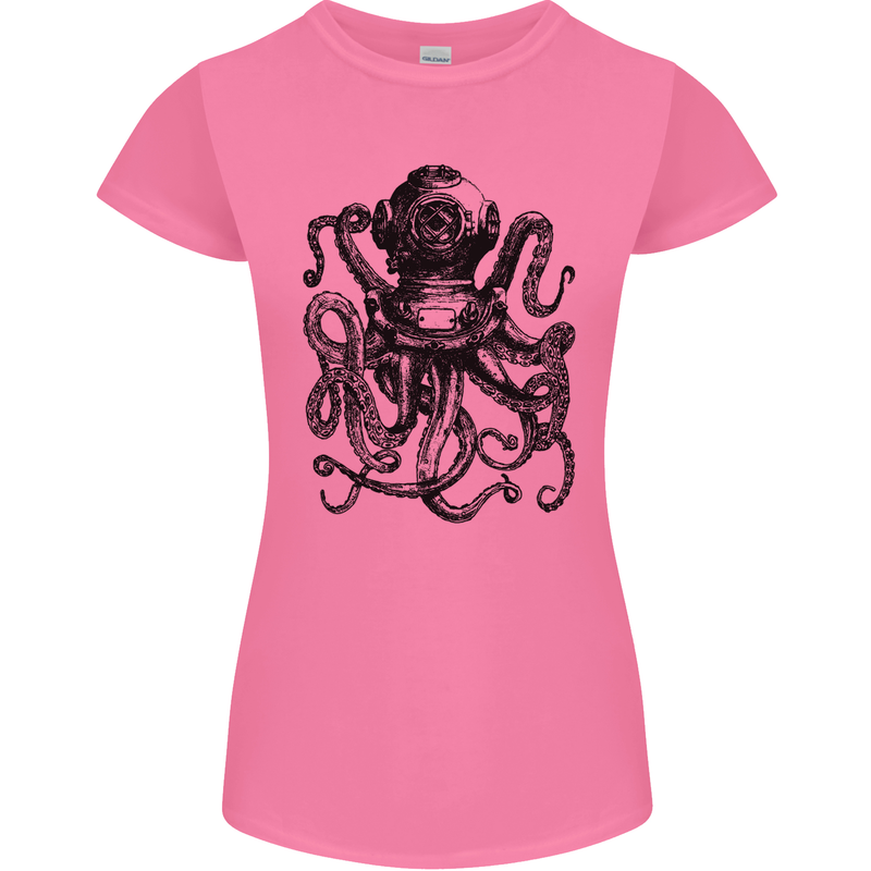 Scuba Octopus Diver Dive Diving Womens Petite Cut T-Shirt Azalea