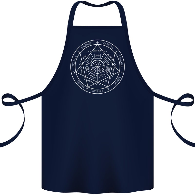 Seal of the Seven Archangels Cotton Apron 100% Organic Navy Blue