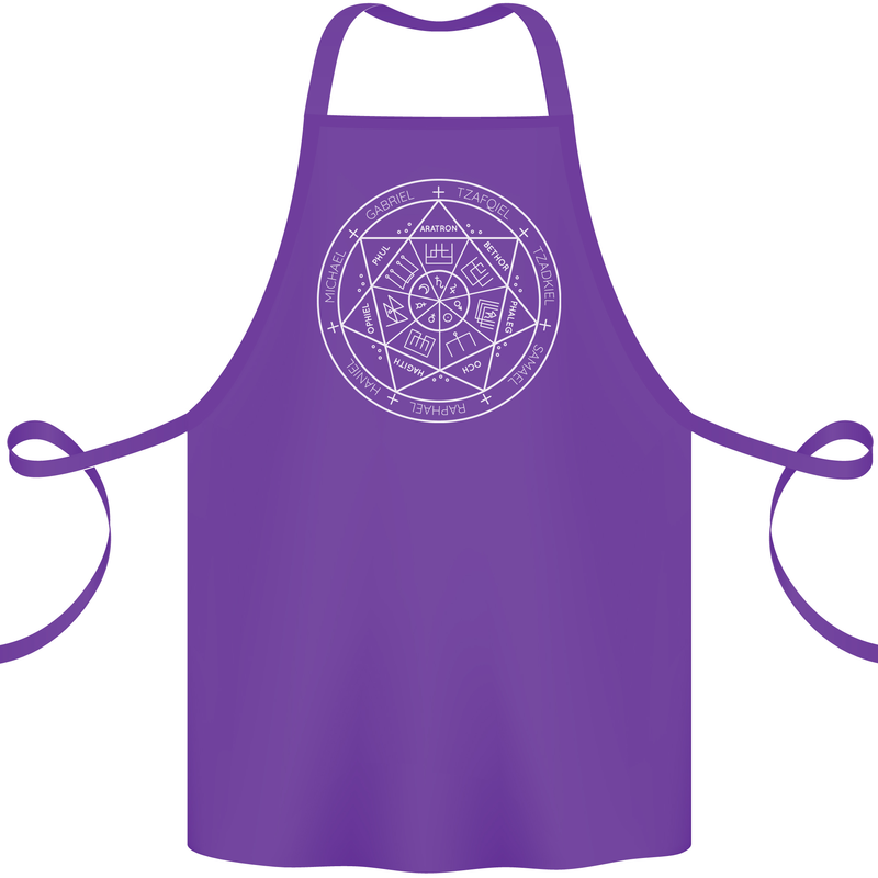 Seal of the Seven Archangels Cotton Apron 100% Organic Purple