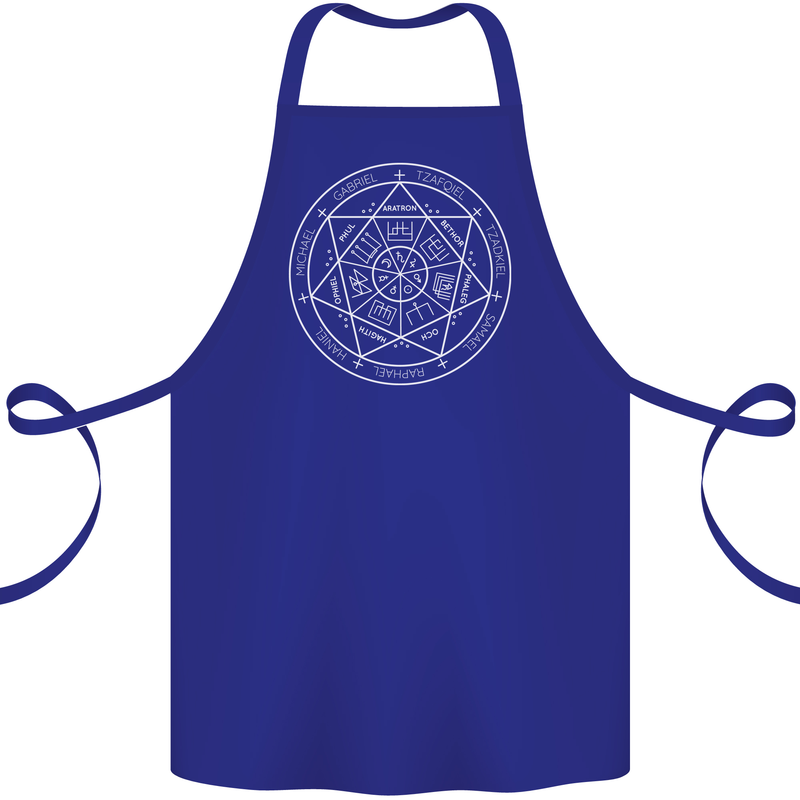 Seal of the Seven Archangels Cotton Apron 100% Organic Royal Blue