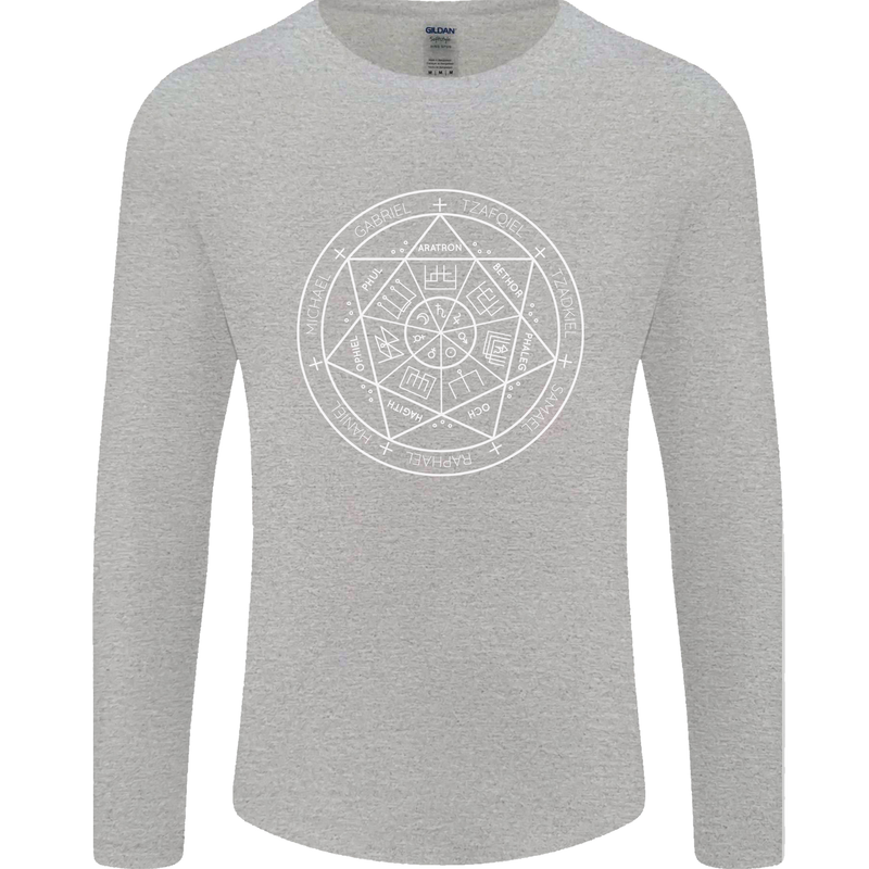 Seal of the Seven Archangels Mens Long Sleeve T-Shirt Sports Grey