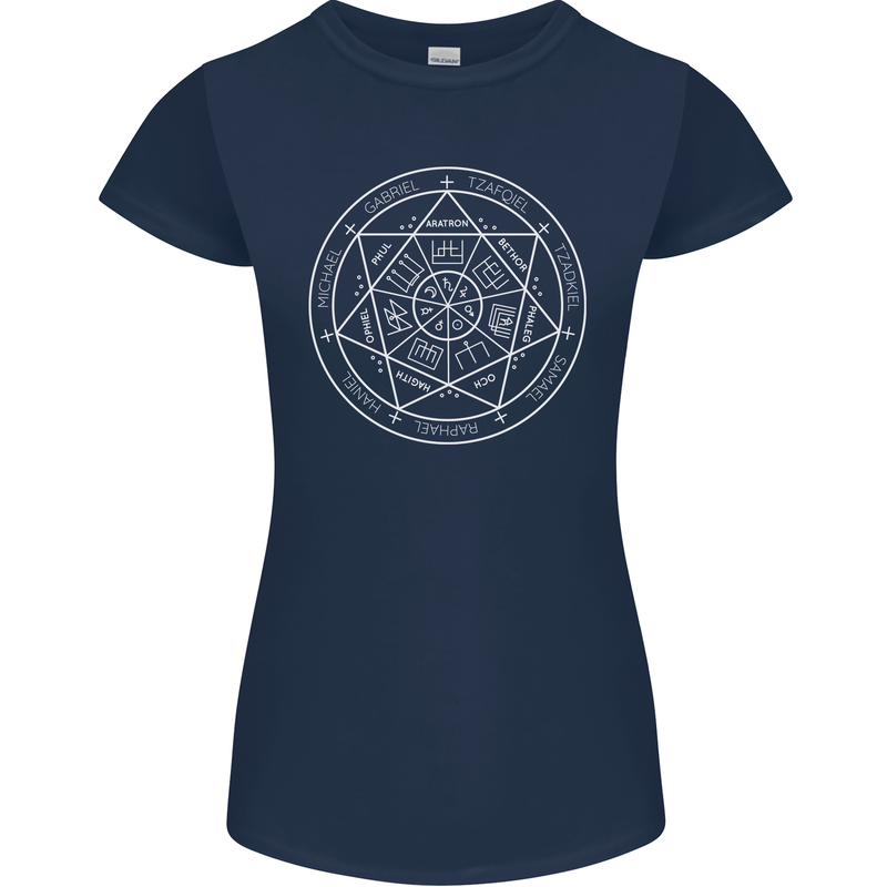 Seal of the Seven Archangels Womens Petite Cut T-Shirt Navy Blue