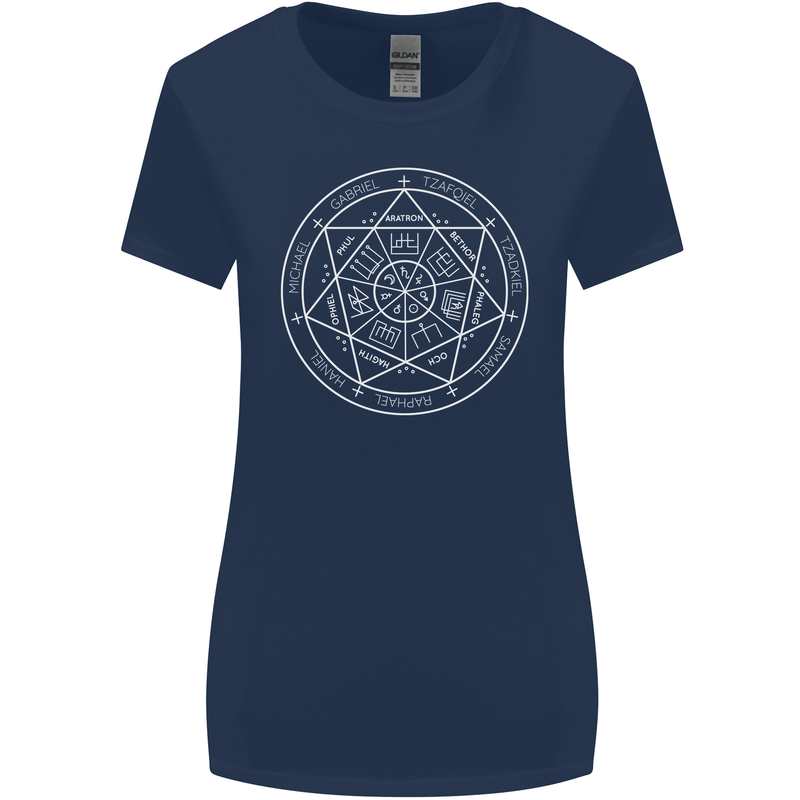 Seal of the Seven Archangels Womens Wider Cut T-Shirt Navy Blue