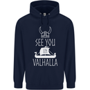 See You in Valhalla The Vikings Norse Odin Childrens Kids Hoodie Navy Blue