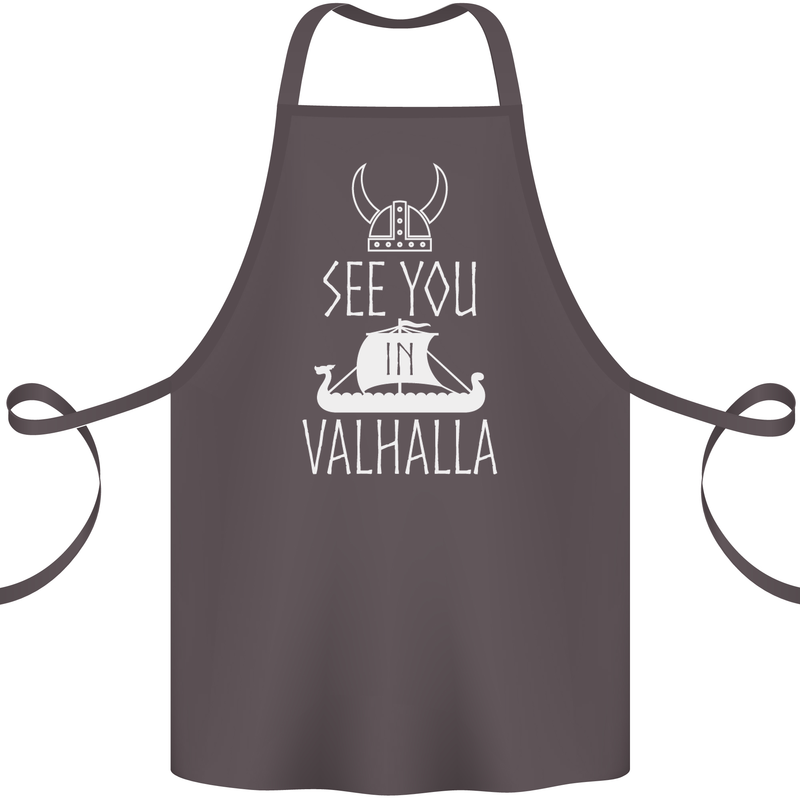 See You in Valhalla The Vikings Norse Odin Cotton Apron 100% Organic Dark Grey