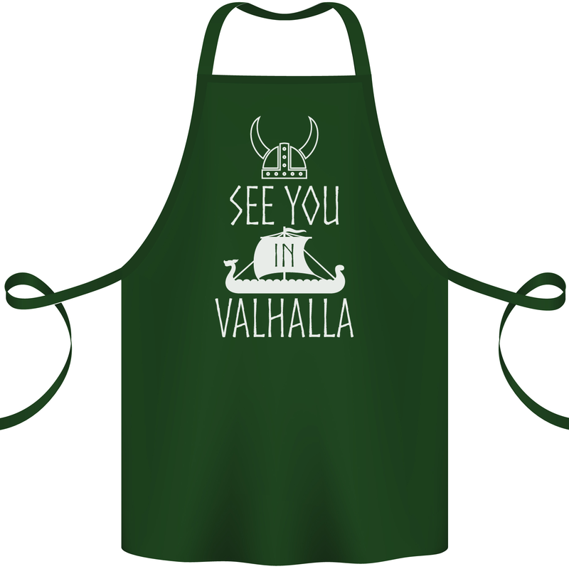 See You in Valhalla The Vikings Norse Odin Cotton Apron 100% Organic Forest Green