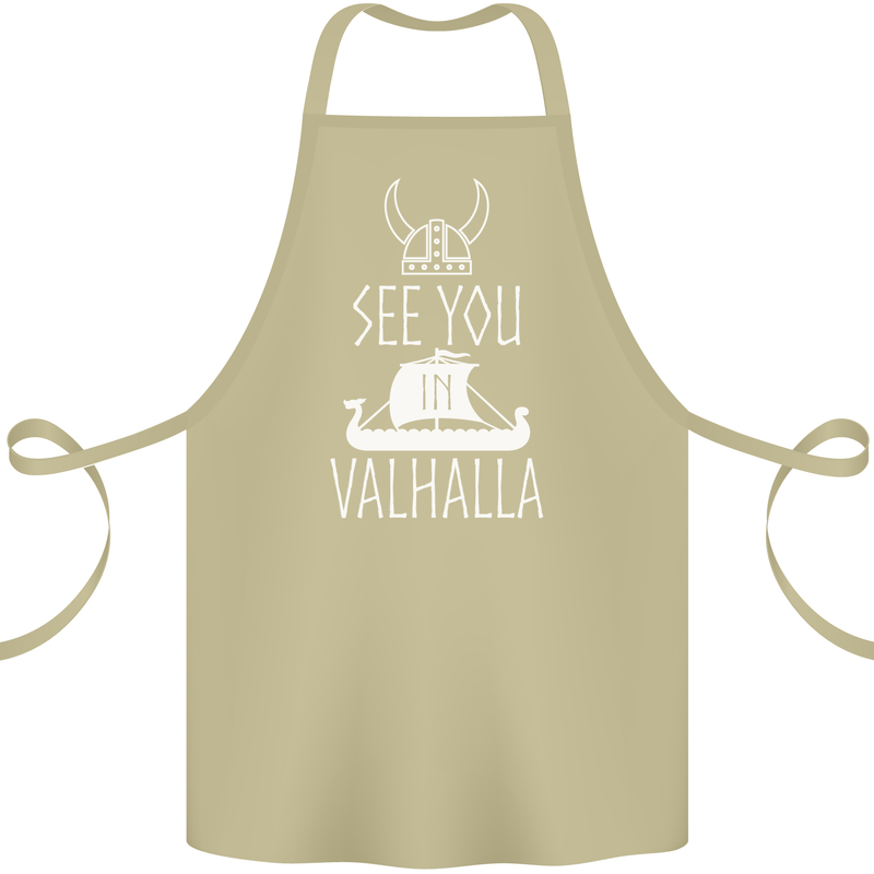 See You in Valhalla The Vikings Norse Odin Cotton Apron 100% Organic Khaki