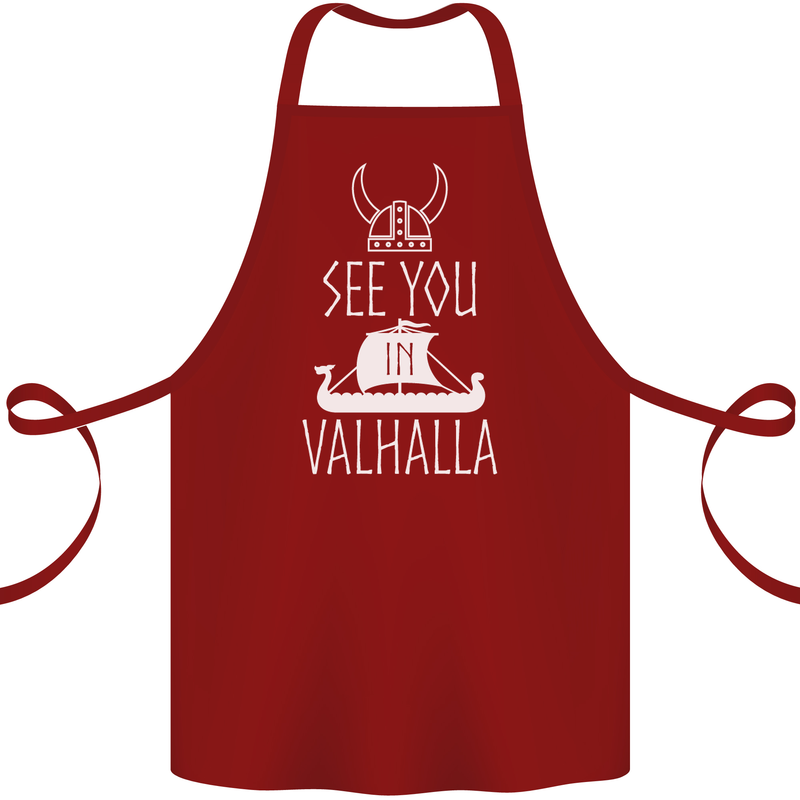 See You in Valhalla The Vikings Norse Odin Cotton Apron 100% Organic Maroon