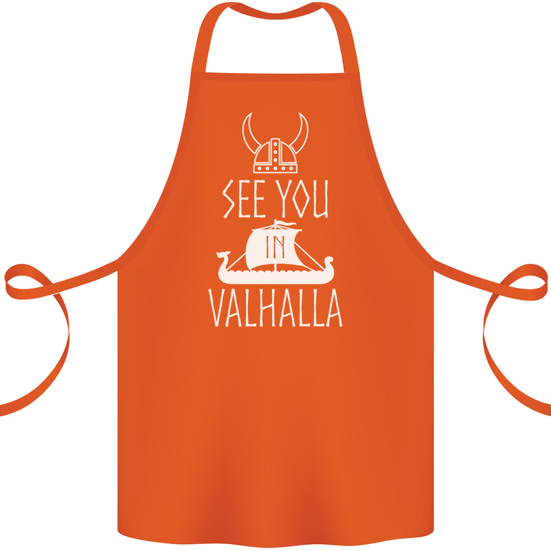 See You in Valhalla The Vikings Norse Odin Cotton Apron 100% Organic Orange