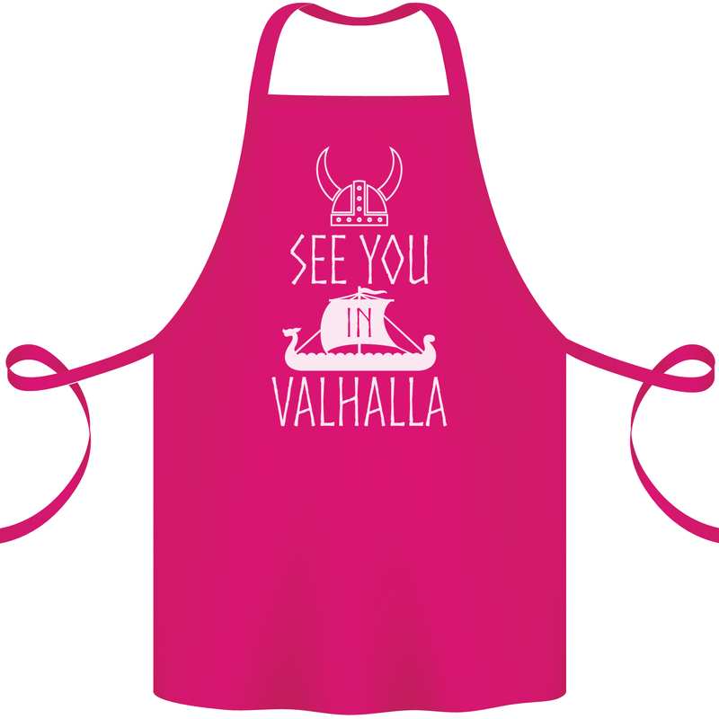 See You in Valhalla The Vikings Norse Odin Cotton Apron 100% Organic Pink
