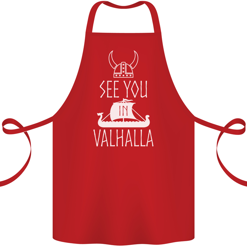 See You in Valhalla The Vikings Norse Odin Cotton Apron 100% Organic Red