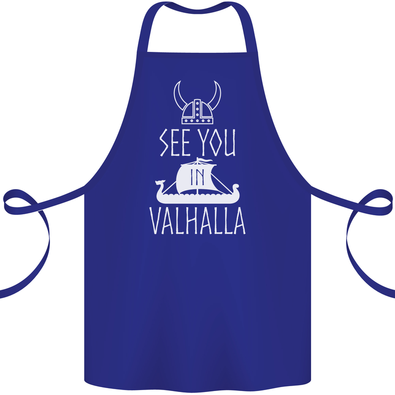 See You in Valhalla The Vikings Norse Odin Cotton Apron 100% Organic Royal Blue