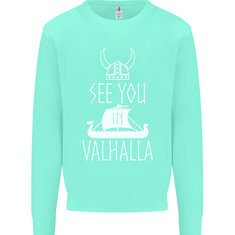 See You in Valhalla The Vikings Norse Odin Kids Sweatshirt Jumper Peppermint