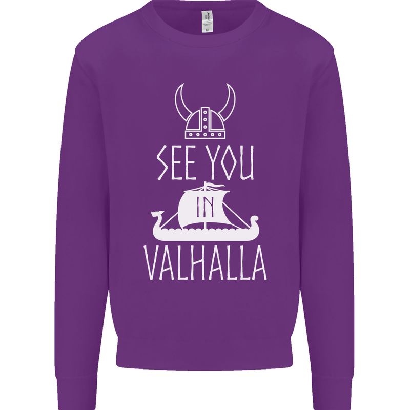 See You in Valhalla The Vikings Norse Odin Kids Sweatshirt Jumper Purple