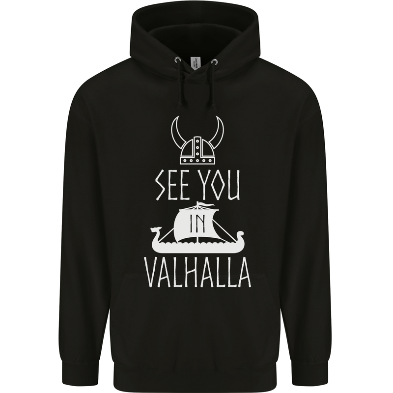 See You in Valhalla The Vikings Norse Odin Mens 80% Cotton Hoodie Black