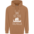 See You in Valhalla The Vikings Norse Odin Mens 80% Cotton Hoodie Caramel Latte