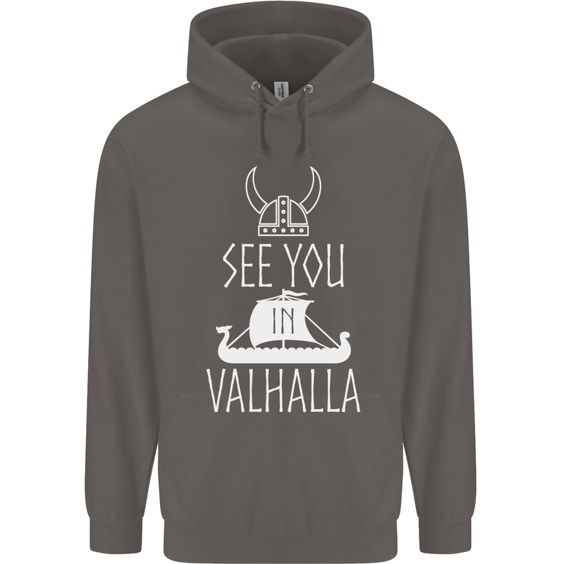 See You in Valhalla The Vikings Norse Odin Mens 80% Cotton Hoodie Charcoal