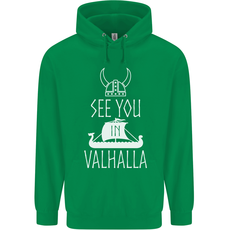 See You in Valhalla The Vikings Norse Odin Mens 80% Cotton Hoodie Irish Green