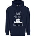 See You in Valhalla The Vikings Norse Odin Mens 80% Cotton Hoodie Navy Blue