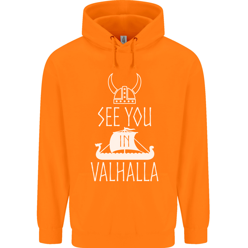 See You in Valhalla The Vikings Norse Odin Mens 80% Cotton Hoodie Orange