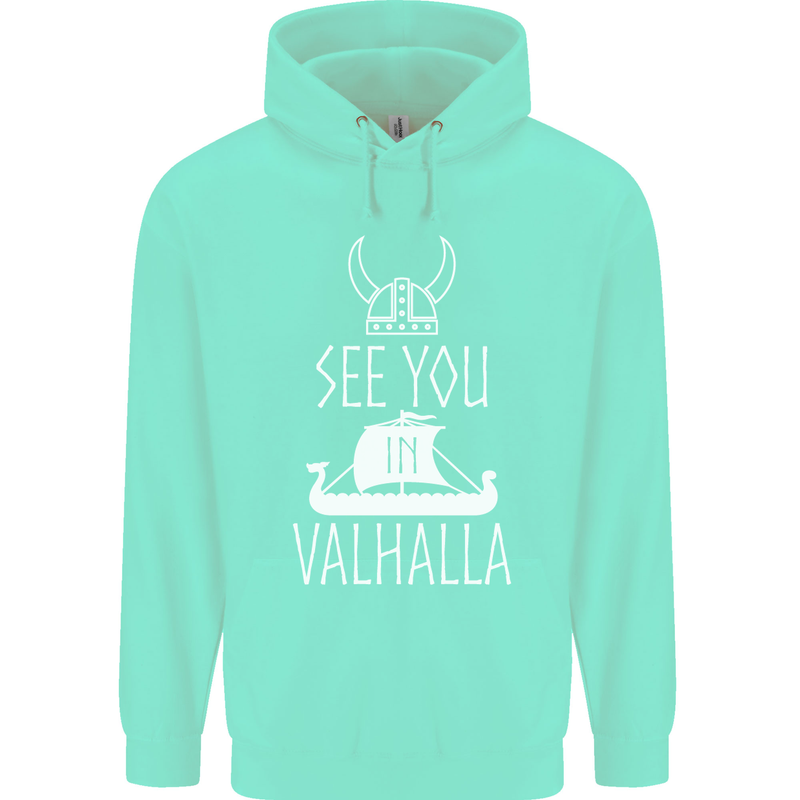 See You in Valhalla The Vikings Norse Odin Mens 80% Cotton Hoodie Peppermint