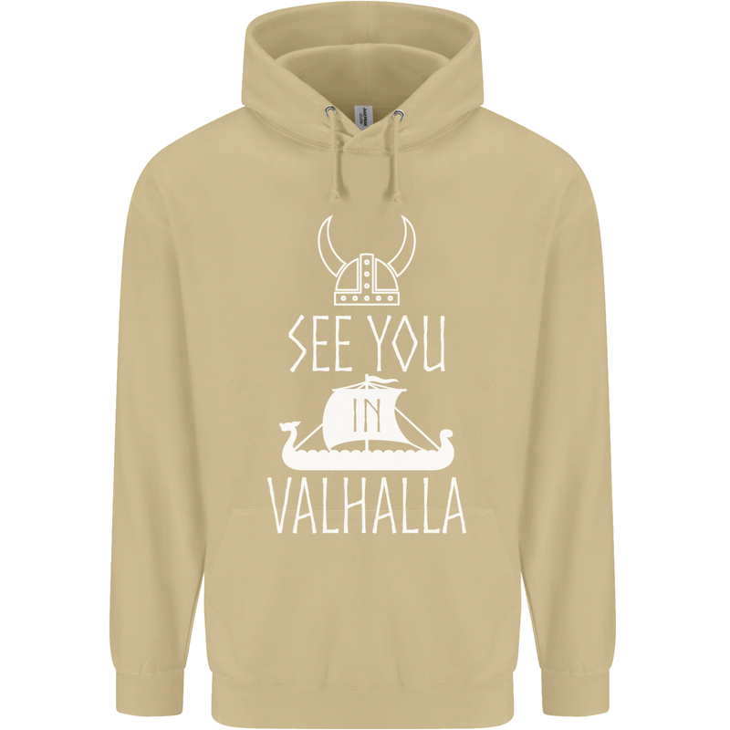 See You in Valhalla The Vikings Norse Odin Mens 80% Cotton Hoodie Sand