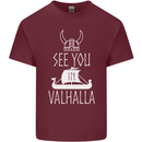 See You in Valhalla The Vikings Norse Odin Mens Cotton T-Shirt Tee Top Maroon