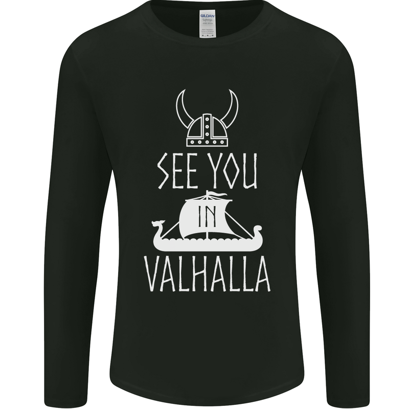 See You in Valhalla The Vikings Norse Odin Mens Long Sleeve T-Shirt Black