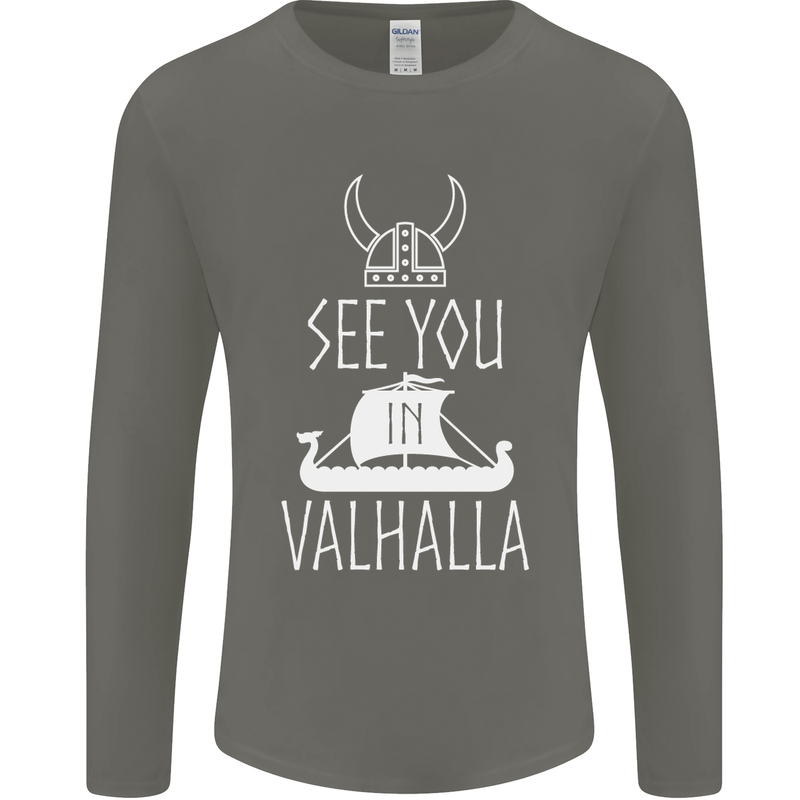 See You in Valhalla The Vikings Norse Odin Mens Long Sleeve T-Shirt Charcoal