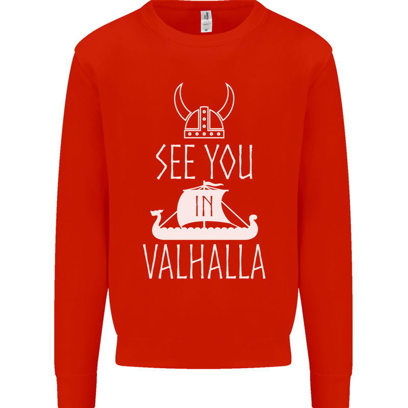 See You in Valhalla The Vikings Norse Odin Mens Sweatshirt Jumper Bright Red