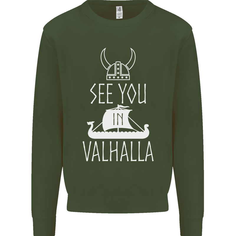 See You in Valhalla The Vikings Norse Odin Mens Sweatshirt Jumper Forest Green