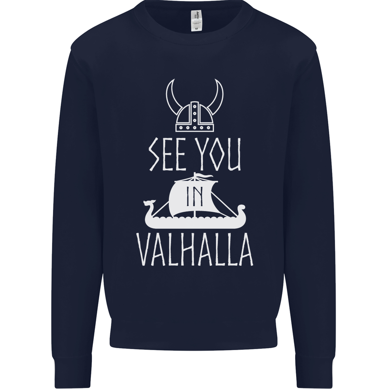 See You in Valhalla The Vikings Norse Odin Mens Sweatshirt Jumper Navy Blue
