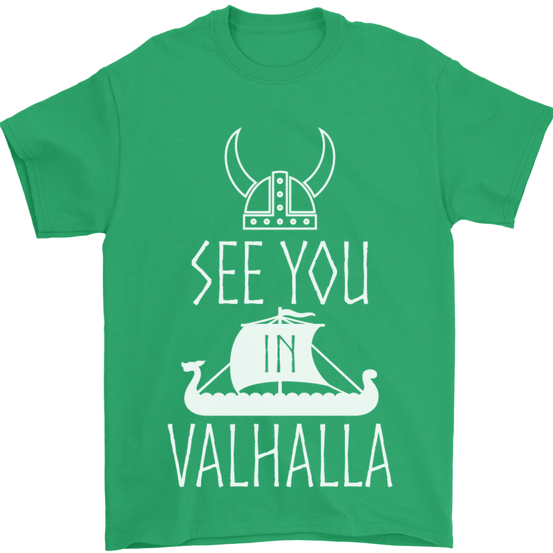 See You in Valhalla The Vikings Norse Odin Mens T-Shirt Cotton Gildan Irish Green