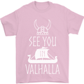 See You in Valhalla The Vikings Norse Odin Mens T-Shirt Cotton Gildan Light Pink