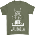See You in Valhalla The Vikings Norse Odin Mens T-Shirt Cotton Gildan Military Green