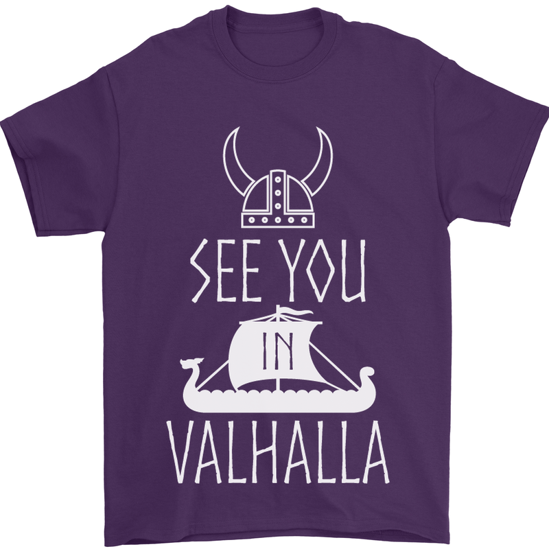 See You in Valhalla The Vikings Norse Odin Mens T-Shirt Cotton Gildan Purple