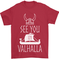 See You in Valhalla The Vikings Norse Odin Mens T-Shirt Cotton Gildan Red