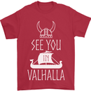 See You in Valhalla The Vikings Norse Odin Mens T-Shirt Cotton Gildan Red