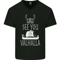See You in Valhalla The Vikings Norse Odin Mens V-Neck Cotton T-Shirt Black