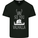 See You in Valhalla The Vikings Norse Odin Mens V-Neck Cotton T-Shirt Black