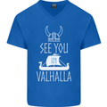 See You in Valhalla The Vikings Norse Odin Mens V-Neck Cotton T-Shirt Royal Blue