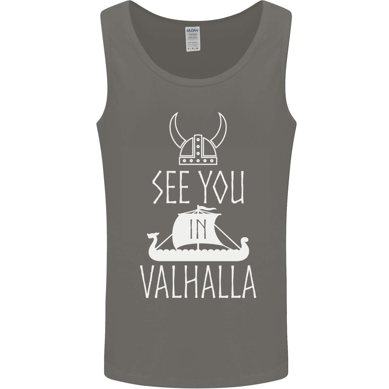 See You in Valhalla The Vikings Norse Odin Mens Vest Tank Top Charcoal