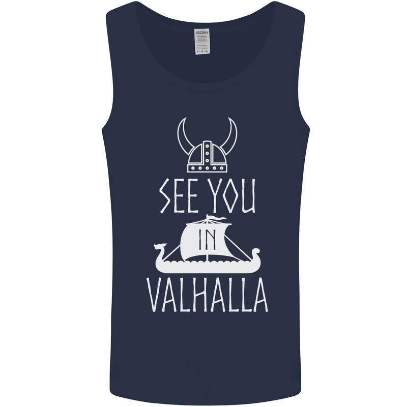 See You in Valhalla The Vikings Norse Odin Mens Vest Tank Top Navy Blue