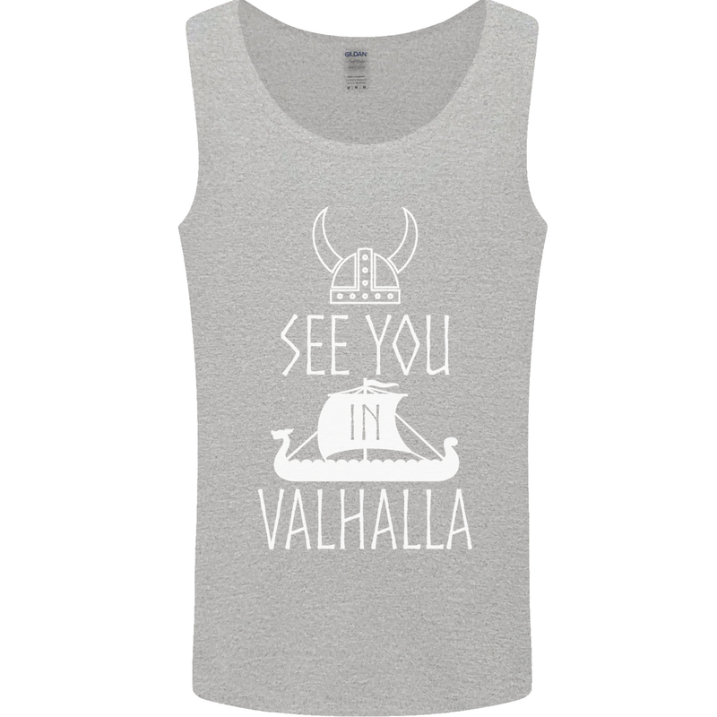 See You in Valhalla The Vikings Norse Odin Mens Vest Tank Top Sports Grey