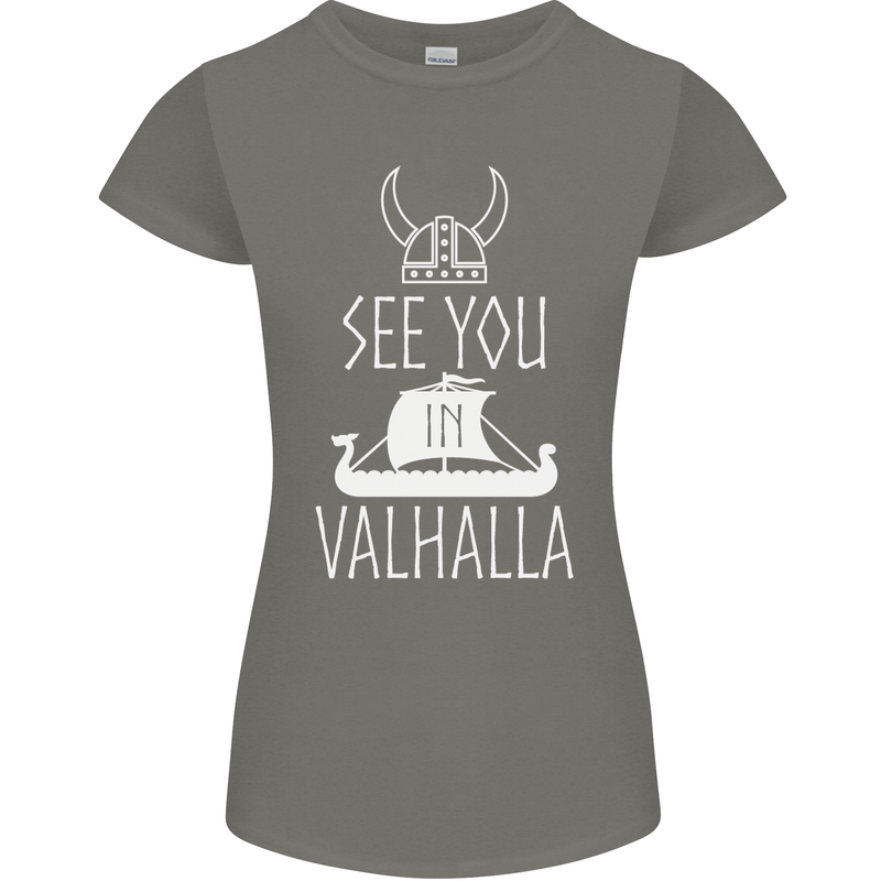 See You in Valhalla The Vikings Norse Odin Womens Petite Cut T-Shirt Charcoal