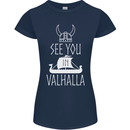 See You in Valhalla The Vikings Norse Odin Womens Petite Cut T-Shirt Navy Blue