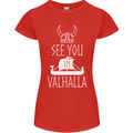 See You in Valhalla The Vikings Norse Odin Womens Petite Cut T-Shirt Red