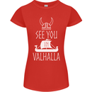 See You in Valhalla The Vikings Norse Odin Womens Petite Cut T-Shirt Red