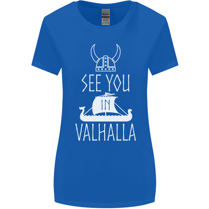 See You in Valhalla The Vikings Norse Odin Womens Wider Cut T-Shirt Royal Blue
