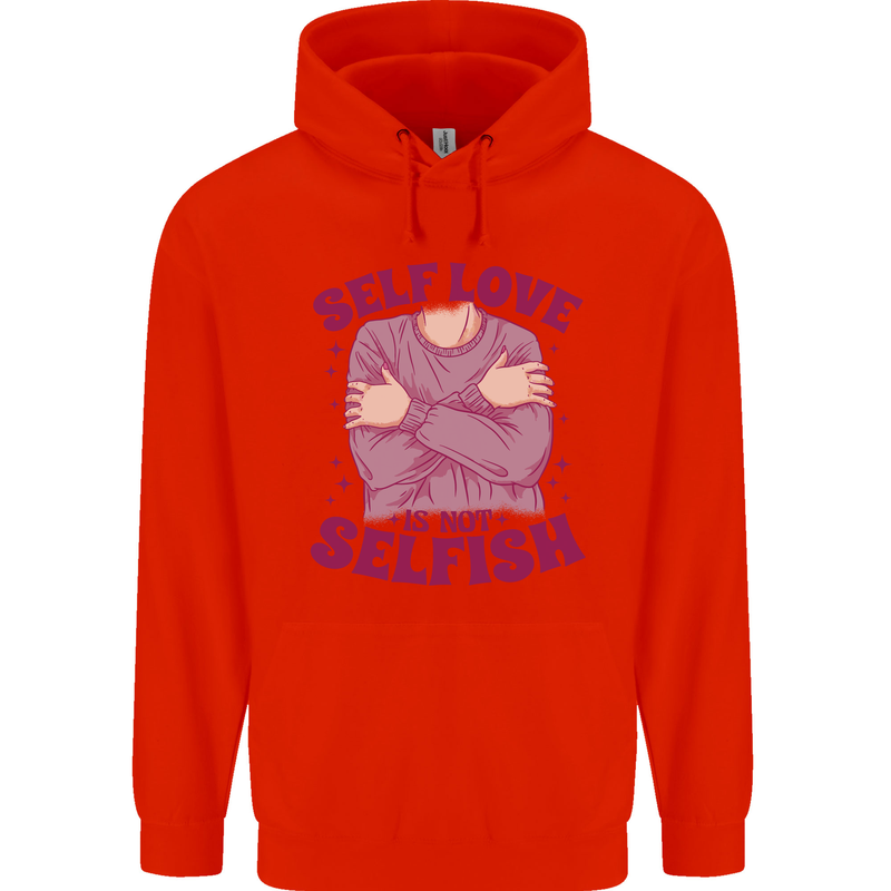 Self Love is Not Selfish Childrens Kids Hoodie Bright Red